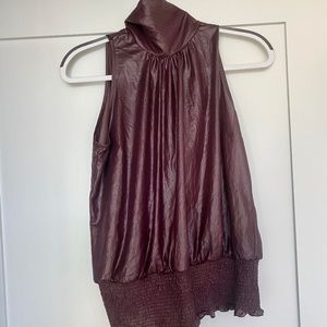 Tracy Reese Deep Purple Sleeveless Top with Tie Neck